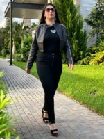 Chaqueta Corta De Cuero Negro - Image 4